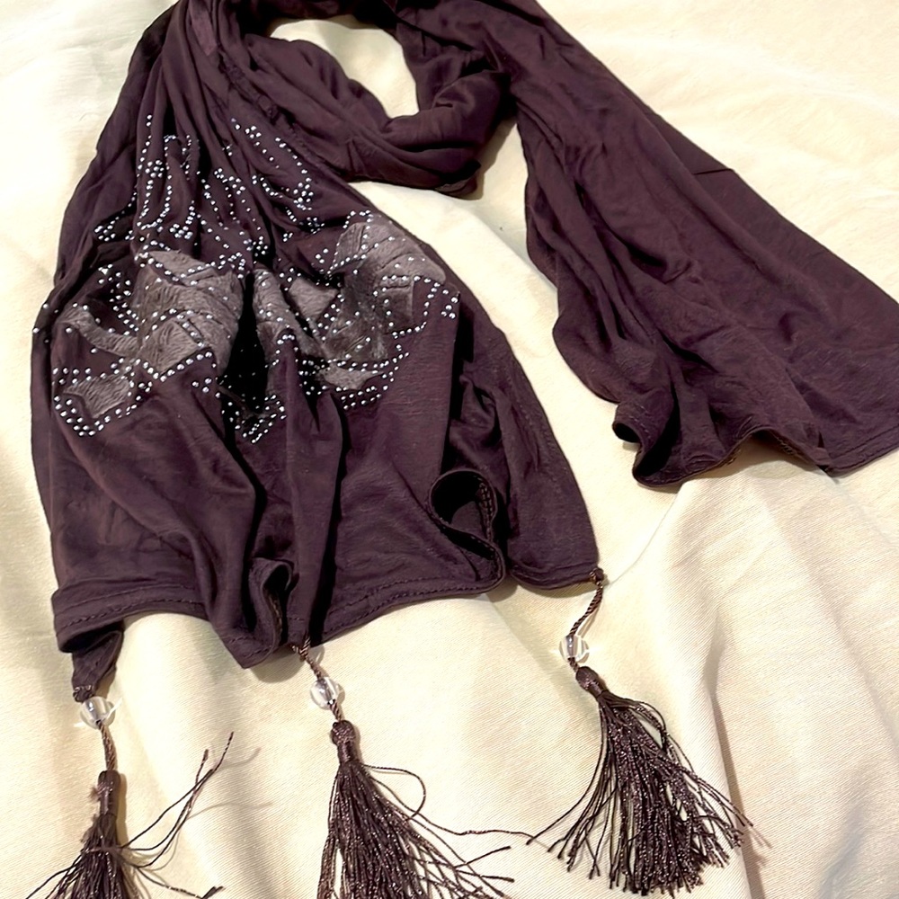 Embellished Jersey knit scarf